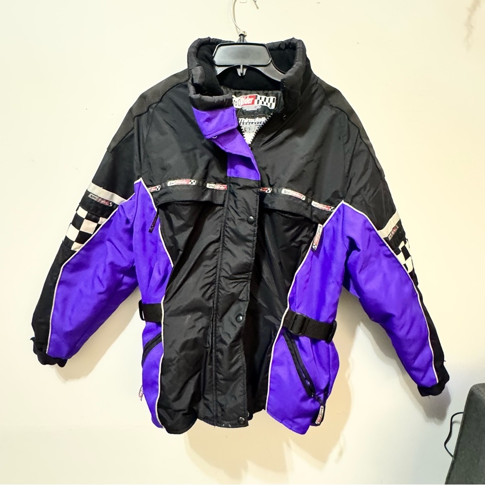 Vintage Sno Rider Medium Snowmobile Snowboard Jacket Coat Blue Purple Checks